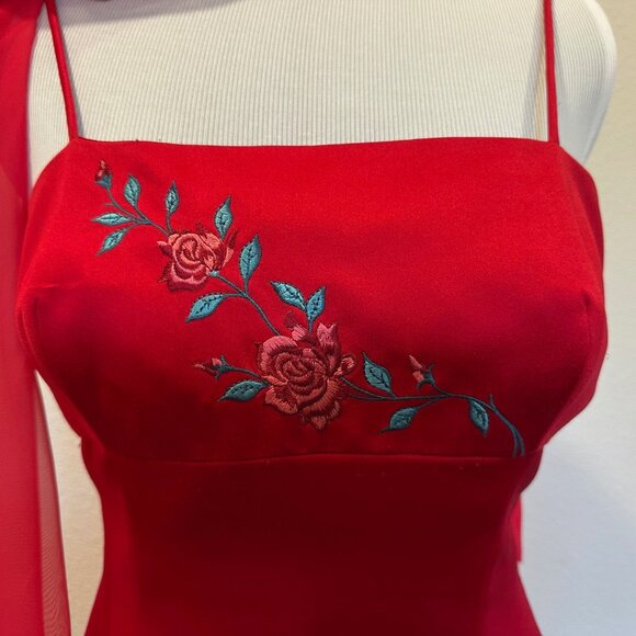 Alex Evenings Long Gown with Embroidered Bodice detail - Fuchsia - 10 - Picture 2 of 6